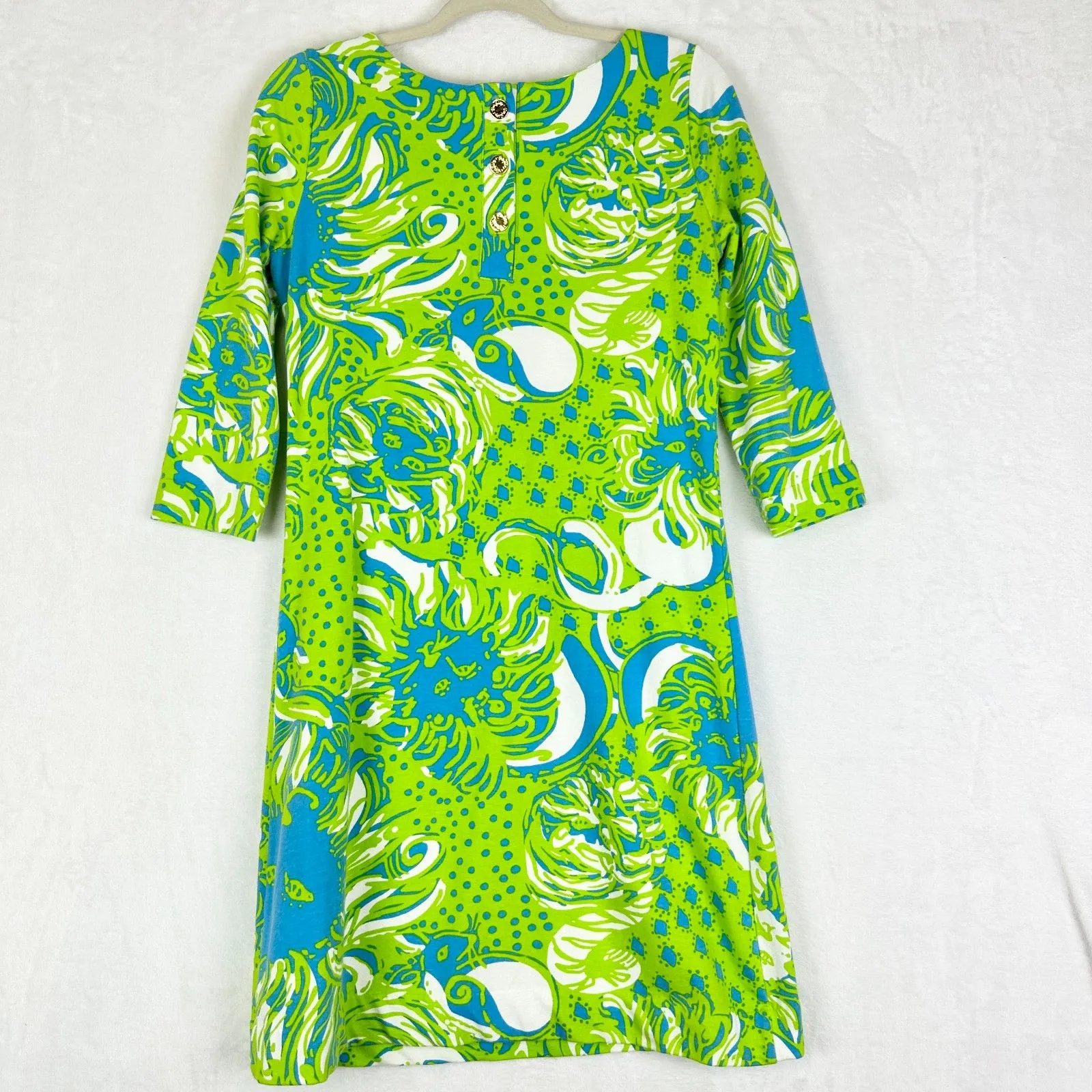 Lilly Pulitzer Charlene Dress Size Small Limeade Lion Pockets 3/4 Sleeve Vacay - Image 4