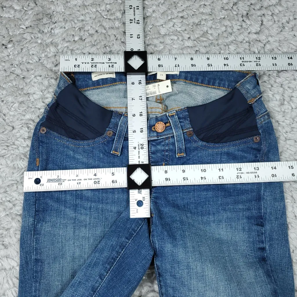 READ Madewell Maternity Side-Panel Skinny Jeans Size 24 Blue Adjustable Edition - Image 9