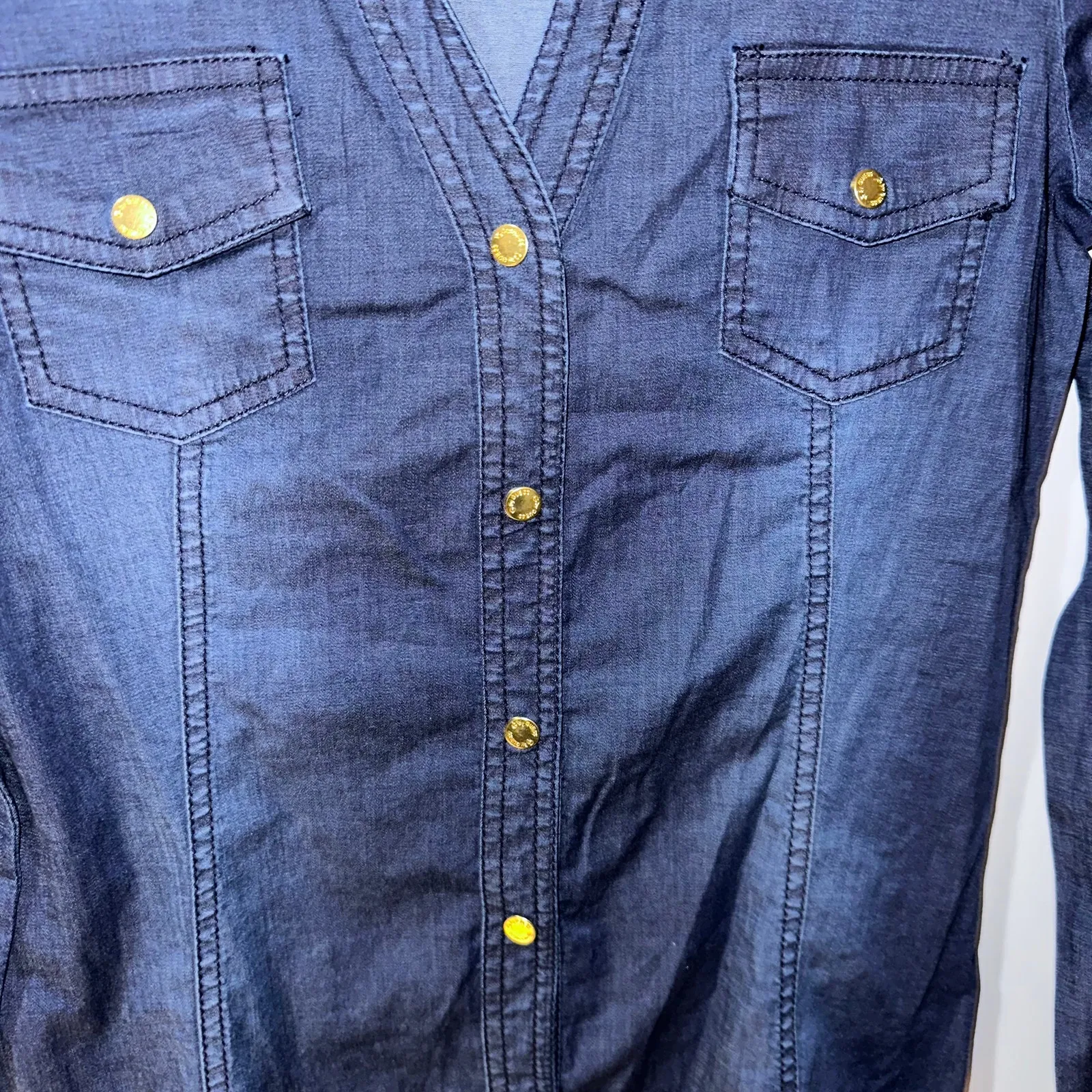 G JEAN Blue Vintage Look Top Medium - Image 3