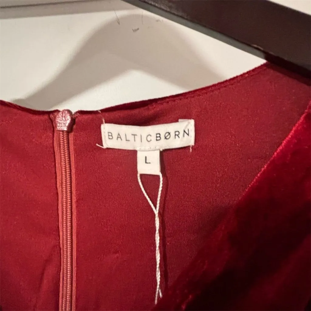 Baltic Born Adella Velvet Maxi Dress Merlot Red Long Sleeve Size L - Image 4