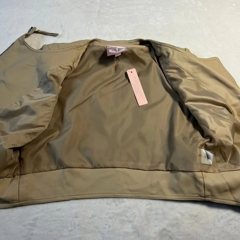 Romeo & Juliet Couture Asymmetrical Crop Moto Faux Leather Jacket Size Small NEW - Image 5