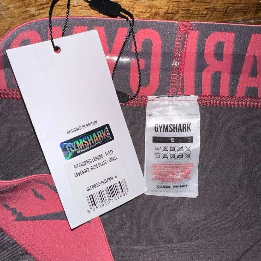 Gymnshark gray & pink cropped S Athleisure workout leggings - Image 2