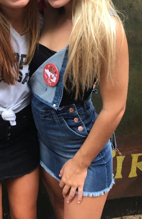 Celebrity Pink Jean Skirt Overalls  - Image 4