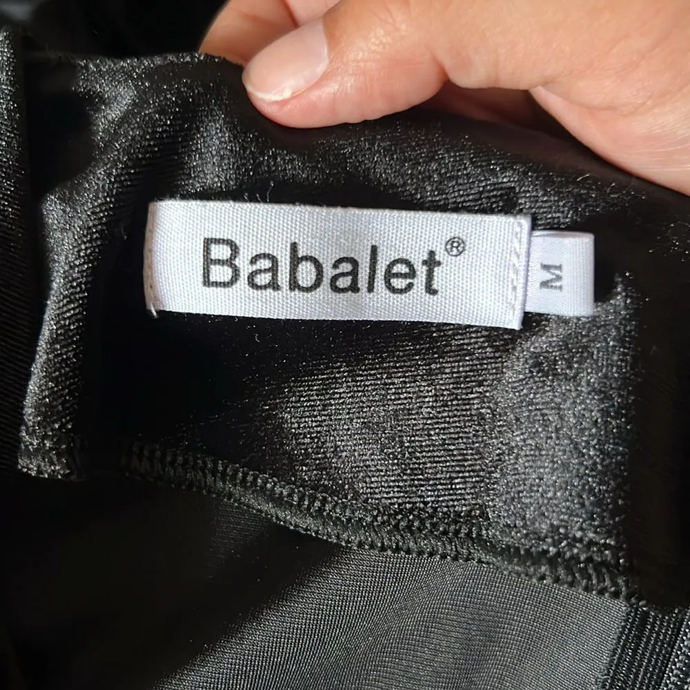 Babalet Velvet‎ Dress Long Sleeve V Neck Ruched Bodycon Wrap Evening Dress M Black Size M - Image 8