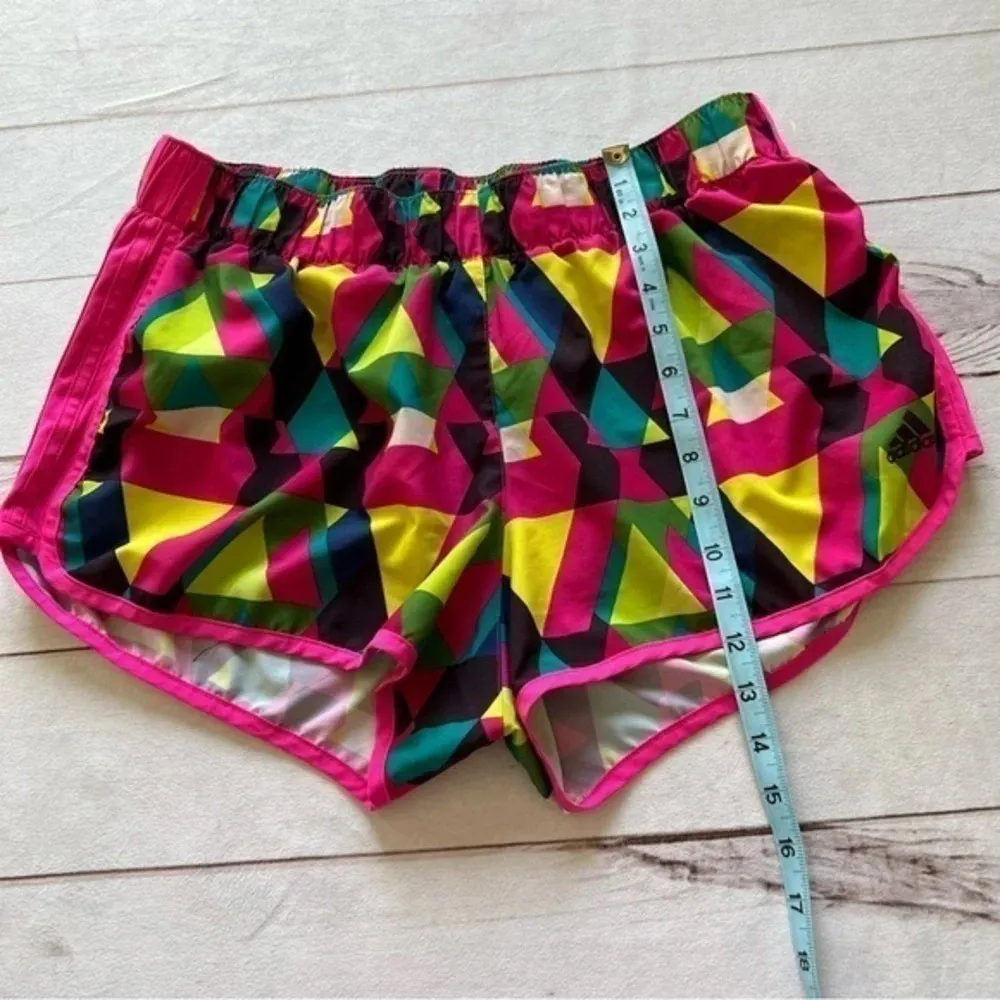 Adidas Climalite geometric Light Airy track running shorts pink yellow p… - Image 5