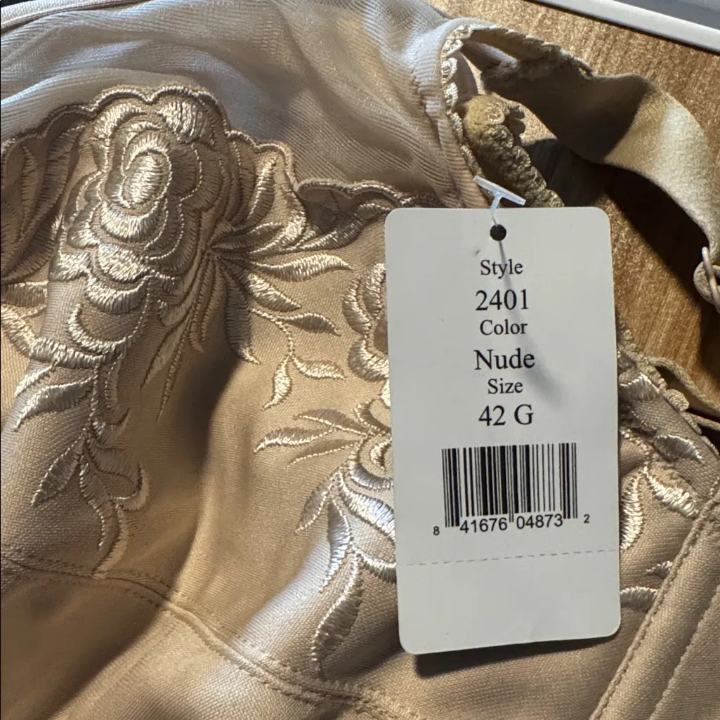 Elila Ella Embroidered Nude Bra 42G NWT Tan Size undefined - Image 3