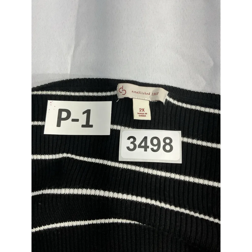 Womans DB Size 2x Navy White Stripe Pullover Long Sleeve Sweater - Image 3