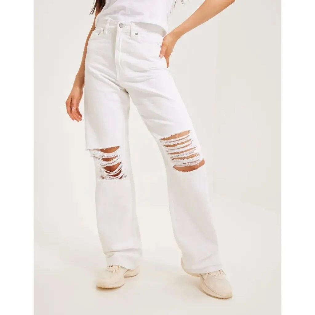 Dr. Denim Echo Wide Leg Jeans in White Ripped 25/32 New Womens Denim Pants - Image 10