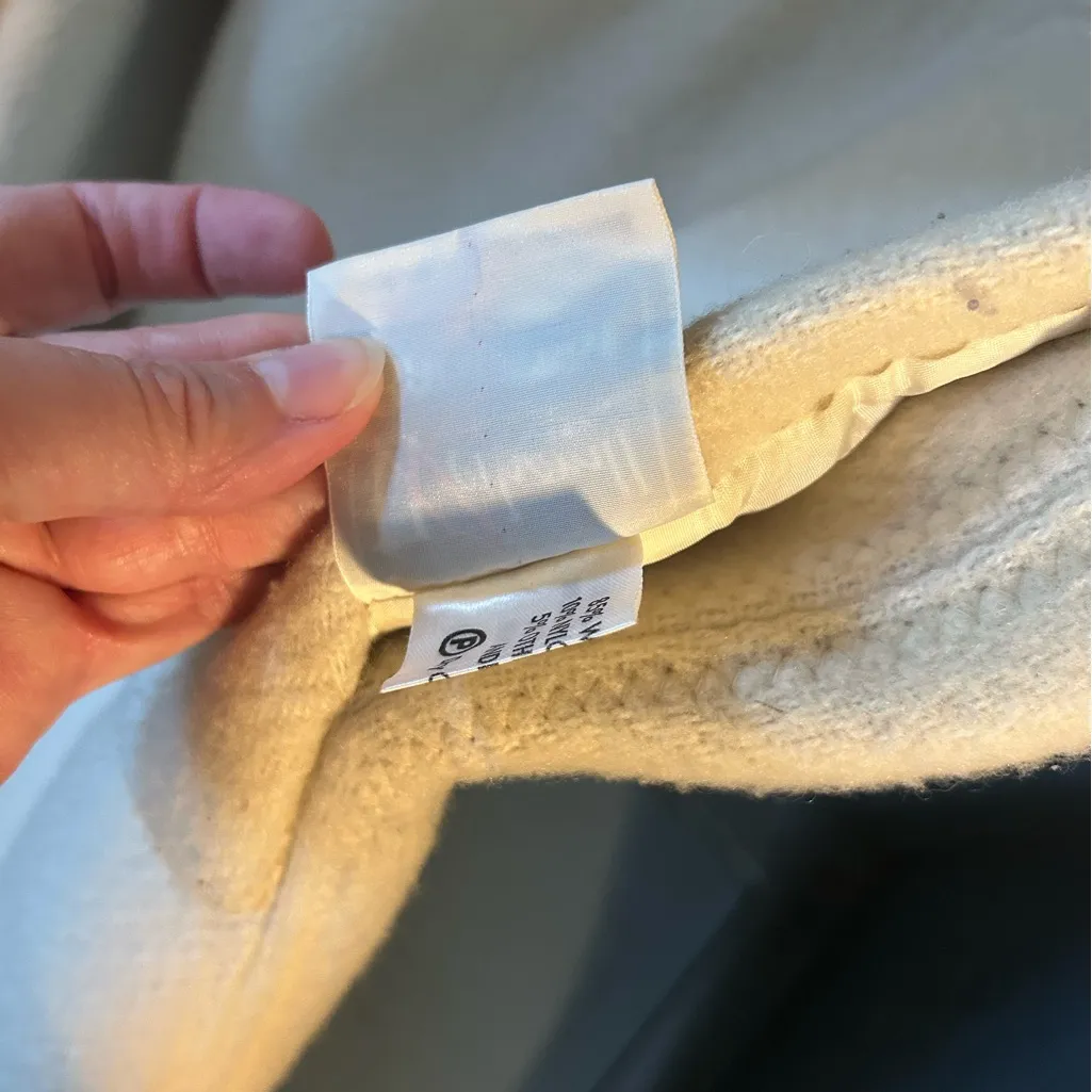 Baccarat Luxurious Cream Fabric Long Wool Coat Tan Size 12 - Image 6