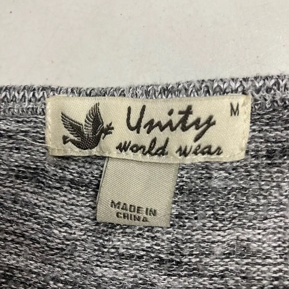 UNITY WORLD WEAR Gray Lace Sweater Top Size Medium - Image 5