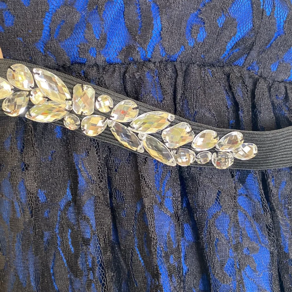 BCX Dress Prom Dress Strapless Lace Lined Jewels Zipper Sz 1 Juniors Stretchy - Image 2