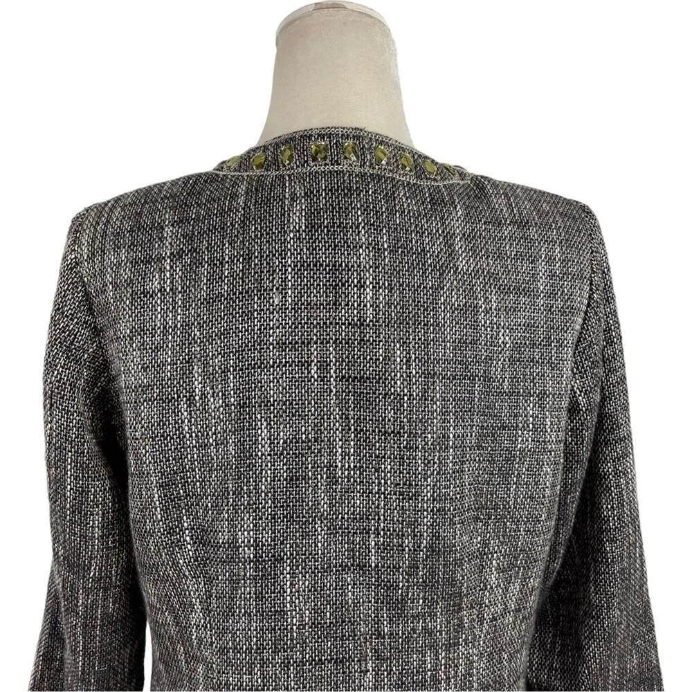 Chico's Embellished Gem Duster Jacket Tweed Dressy Long Cardigan Size Small - Image 11