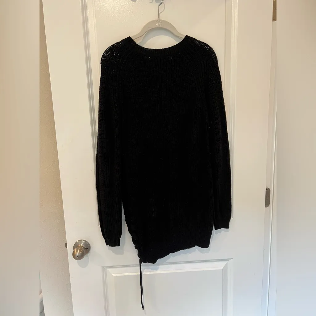 New Lulu's Stretch Black Knit Sweater Lace Up - Image 8