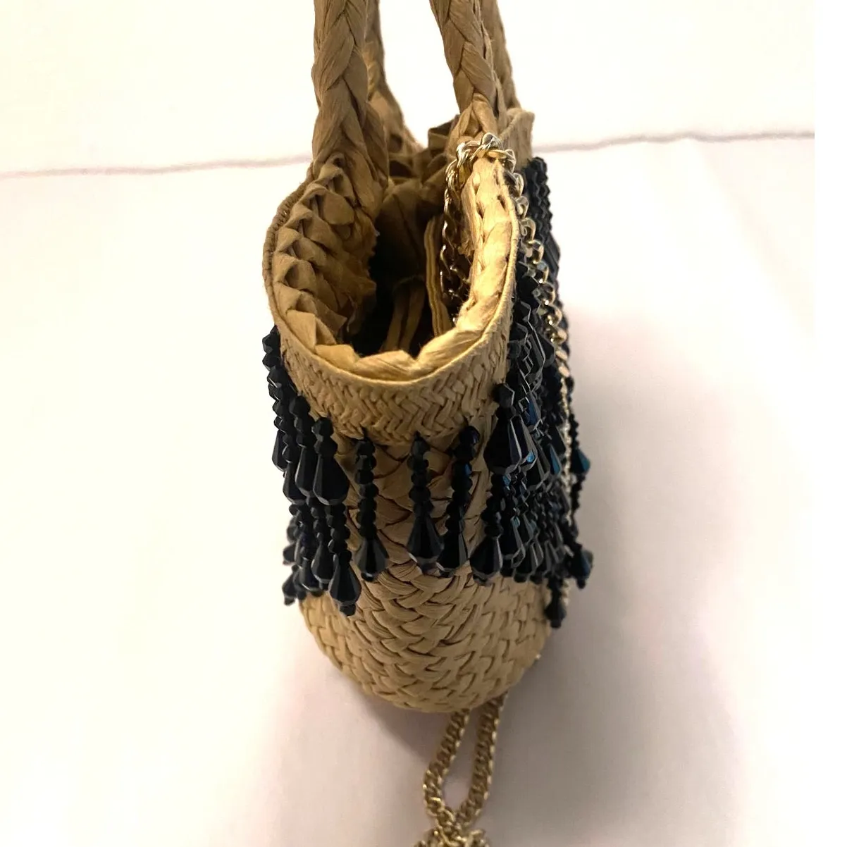 NWOT Zara mini woven beaded fringe bag - Image 7