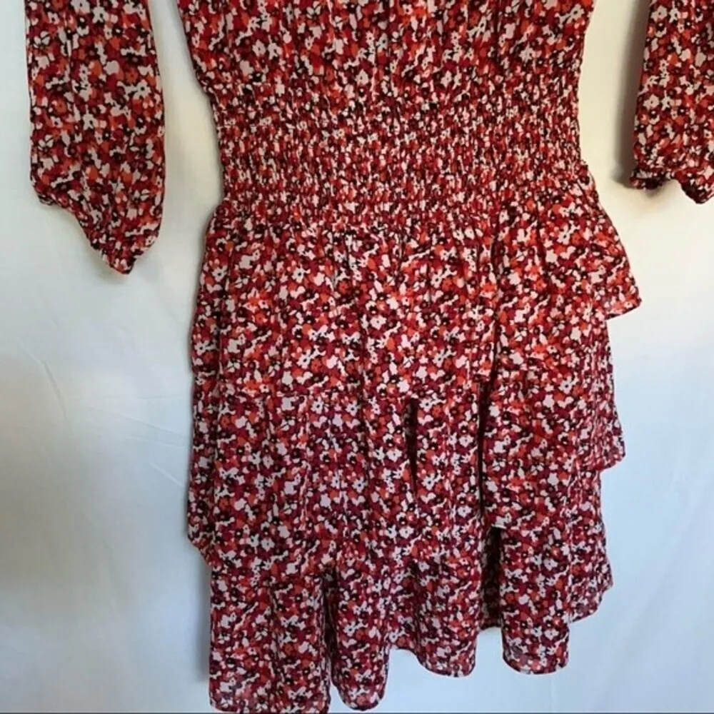 Michael kors sunari printed off shoulder ruffle long sleeve dress xs - Image 7