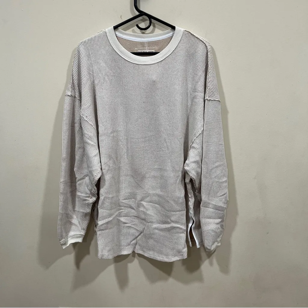 NWT Free People ivory waffle-knit long-sleeve shirt Coast 2 Coast Thermal size S - Image 4