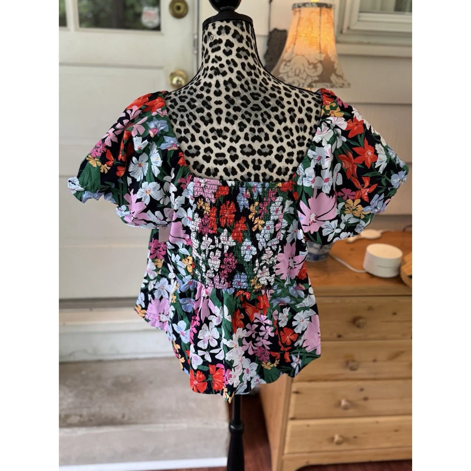 Old Navy NEW Babydoll Waist-Defined V-Neck Floral Top Size 2X 100% Cotton ￼ - Image 6