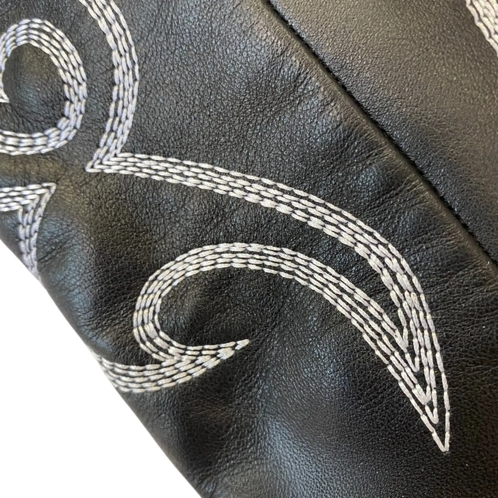 CYNTHIA RICHARD Molly Black Kidskin Leather Western Boot Black Tall Boots Sz 38 - Image 6