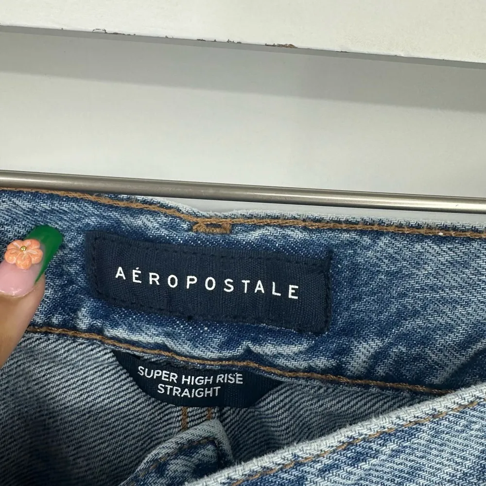 Aeropostale Denim Super High Rise Straight Jeans Size 16 No Stretch Button Fly - Image 5