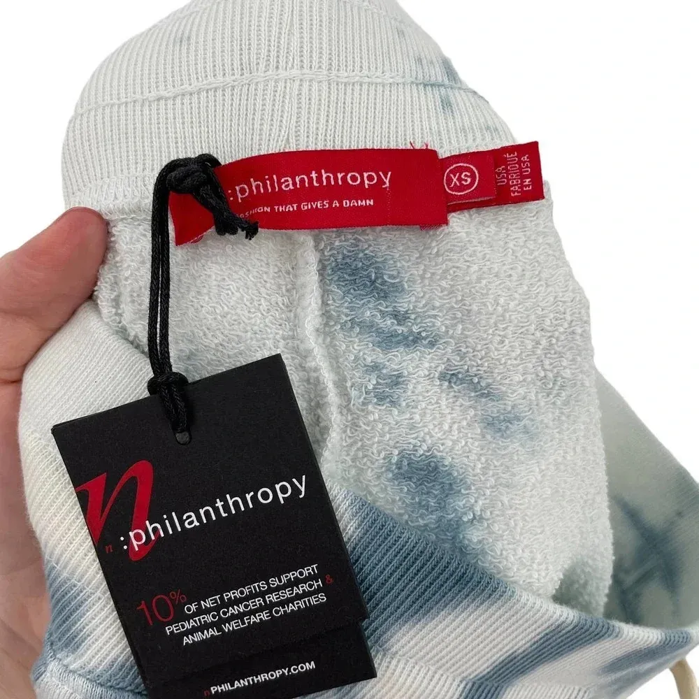 Anthropologie n:Philanthropy Coco Shorts Terry Knit Tie Dye Sky‎ Blue Size XS - Image 10