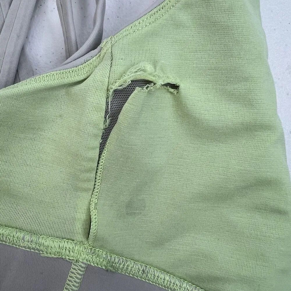 Lululemon Size 6 Energy Bra Medium Support Stretch B / C Cup Gray Lime Green - Image 10