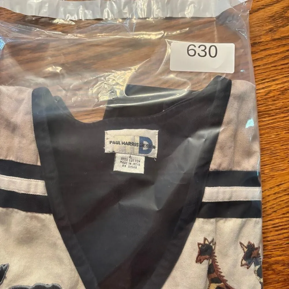 Paul Harris Design Safari Vest Women's Size L Unique African Animals White Size L - Image 9