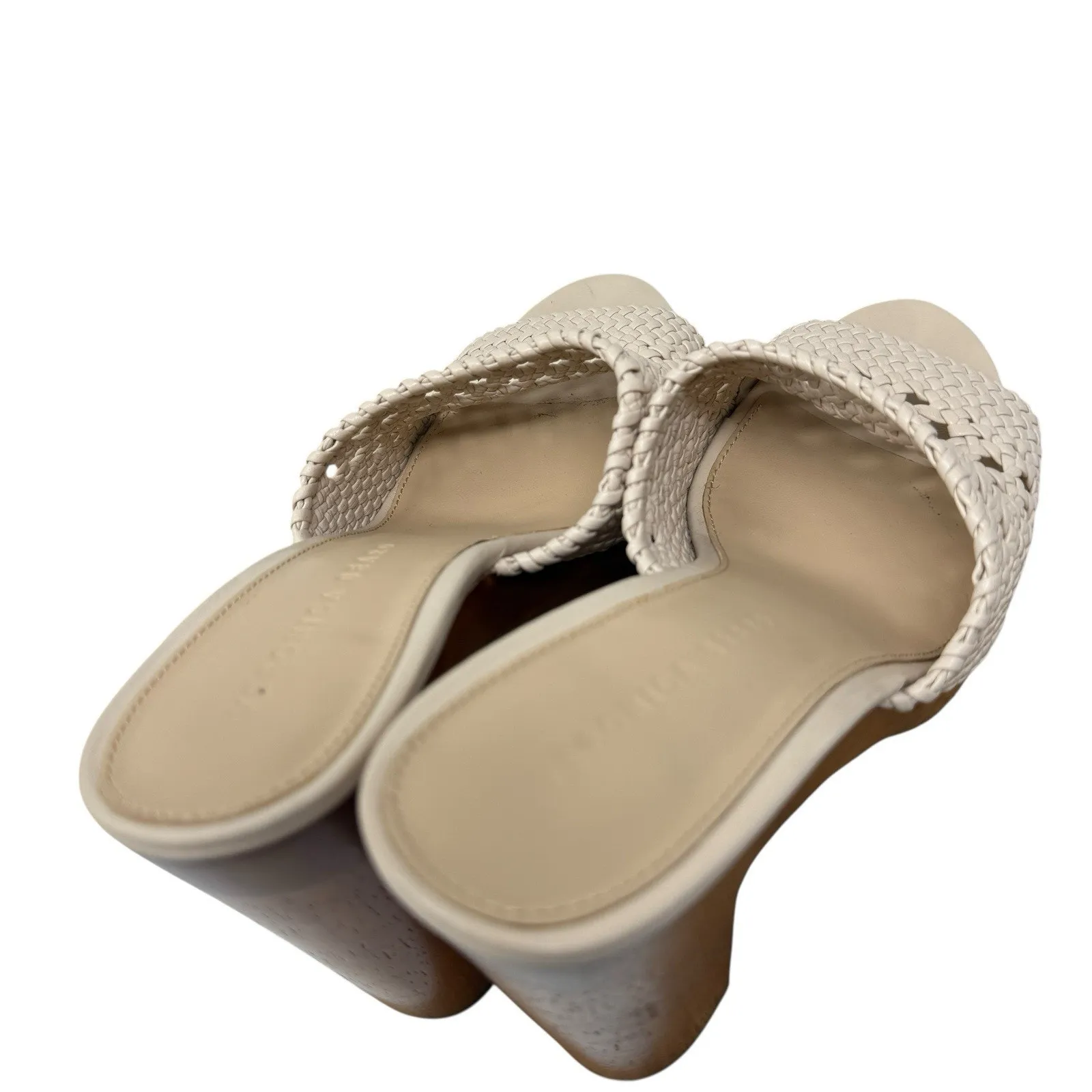 Veronica Beard Guadalupe Platform High Block Heel Sandals Beige Woven Womens 7.5 - Image 5