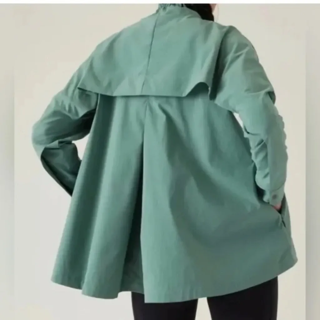 Athleta Advantage Poplin Top Jacket Zip Up XS  Teal Green Blue - Image 3