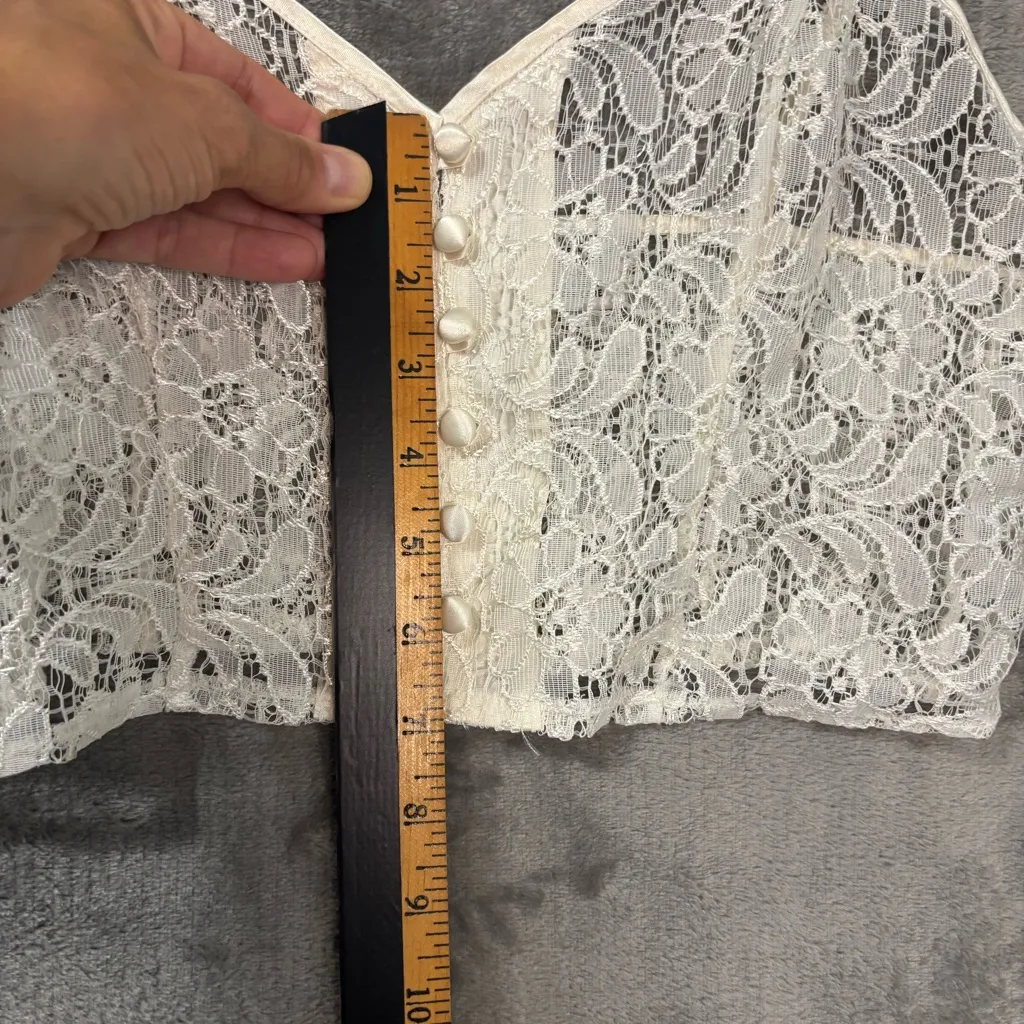 Vintage 90's Williwear Intimates Lace Crop Camisole M Ivory Y2K Cochella Fairy Size M - Image 6