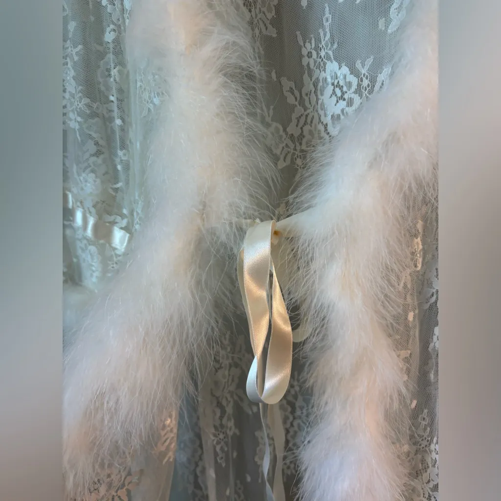 Agent Provocateur RARE French lace & marabou feathers OSFA Wedding Bride Romance White Size undefined - Image 6