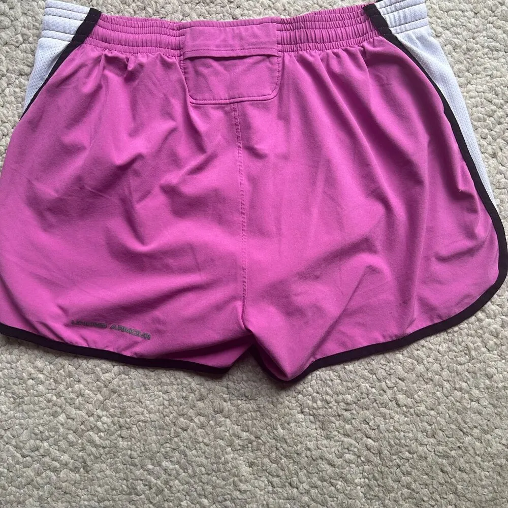 under armour pink/purple running shorts women size md athletic, exercise, sporty - Image 3