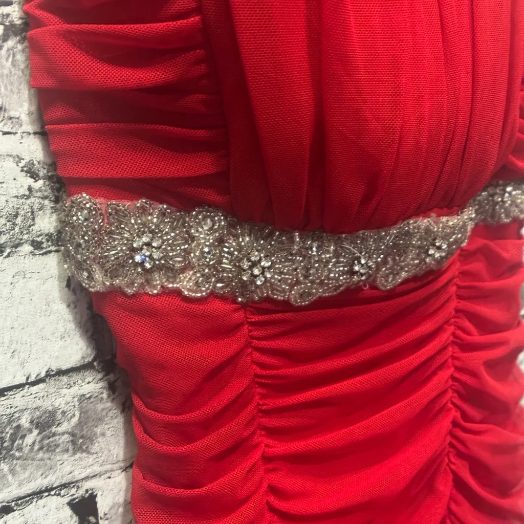 EUC City Triangles Red One Shoulder Mini Dress Size Medium - Image 7