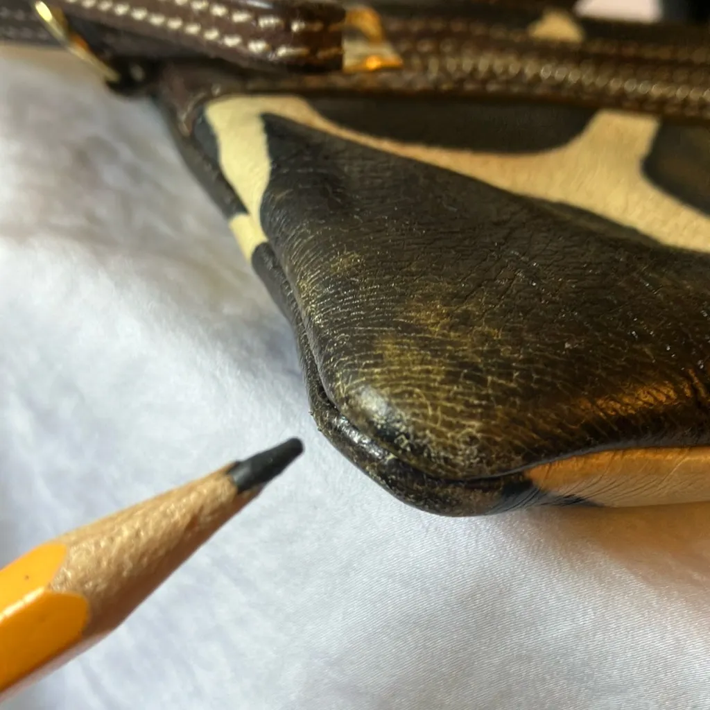 Dooney & Bourke: Vintage Animal Print Leather Wristlet- Gold Tone- flaws - Image 13