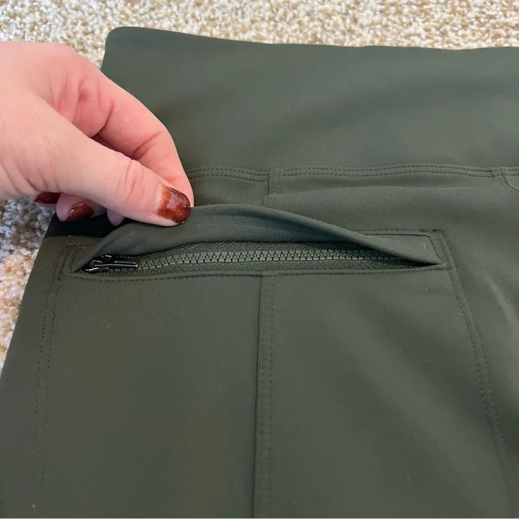 Athleta Delancey High Rise Pants Olive Green Aspen Straight Leg Yoga Size Small - Image 12