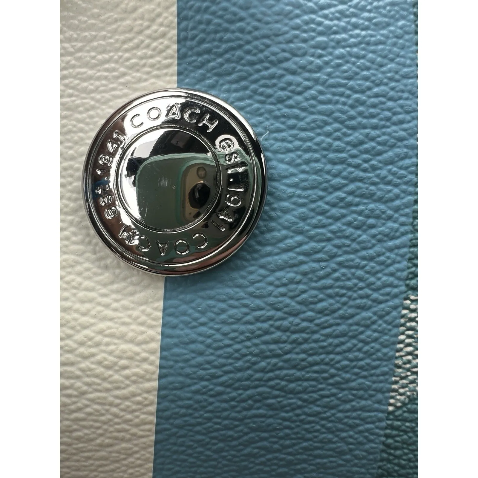 Coach Signature C Monogram Canvas Leather Trim Boston Bag Teal Cream Blue - Image 8