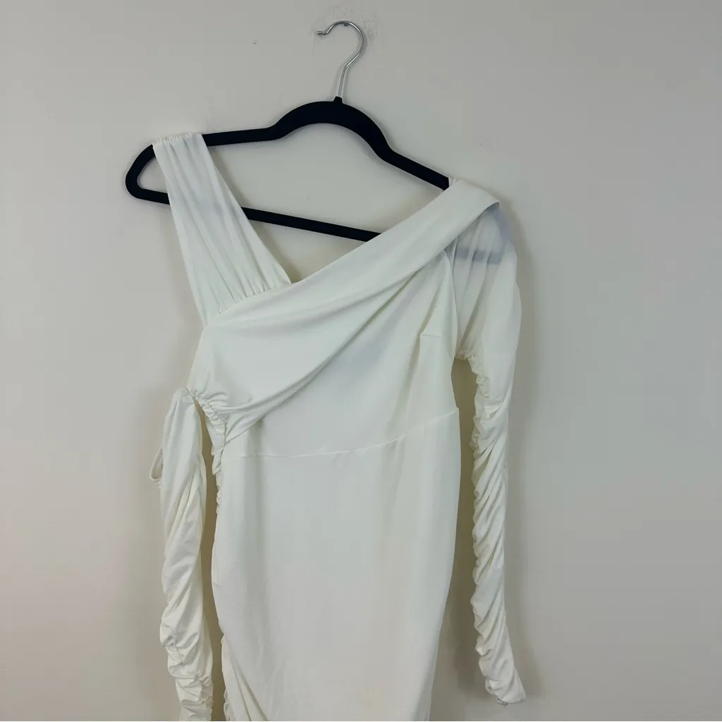 Club L London White Ruched Maternity Midi Dress Size 6 Women's - Image 3