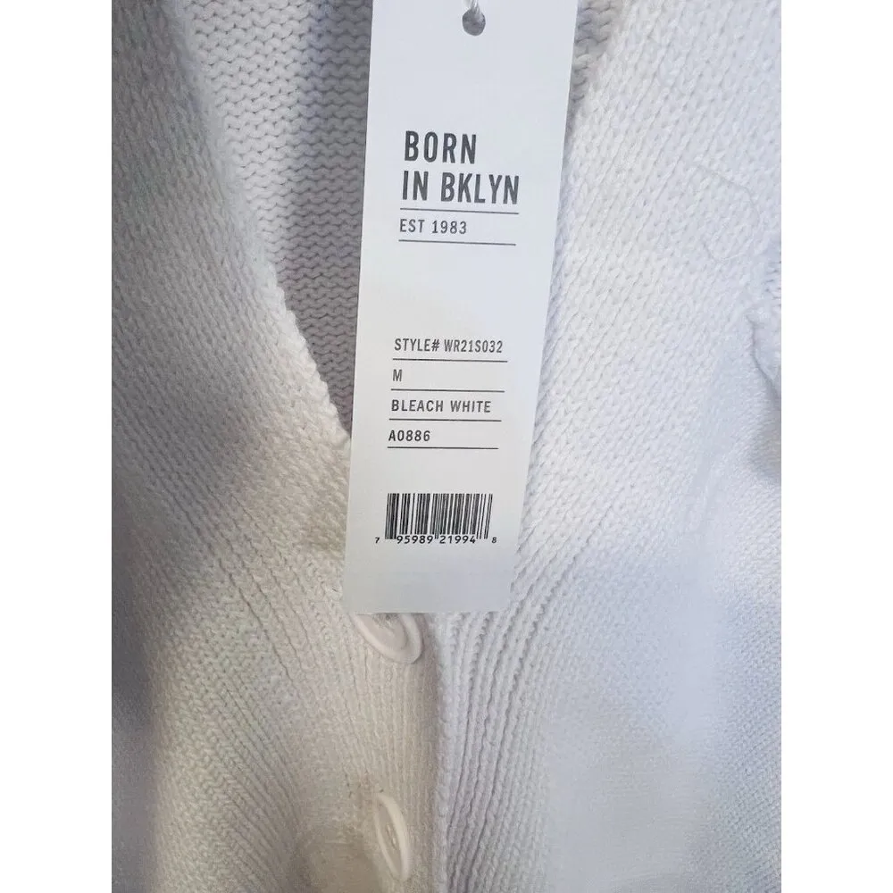 525 America Cut Out Cardigan Sweater Medium Bleach White Distressed Look NWT - Image 6