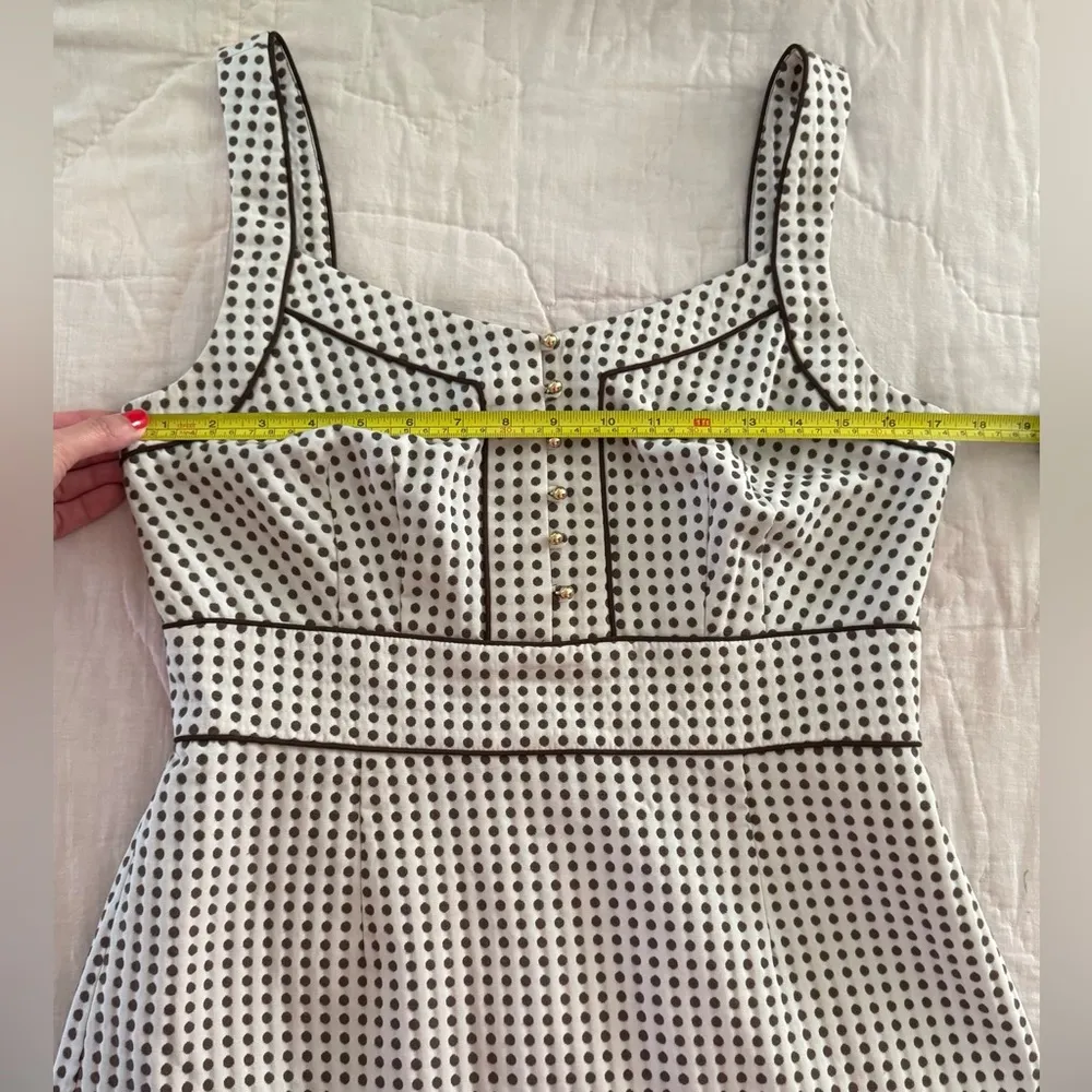 Antonio Melani Dress Womens 8 Sleeveless Ivory Brown Dots Fully Lined Sheath - Image 9