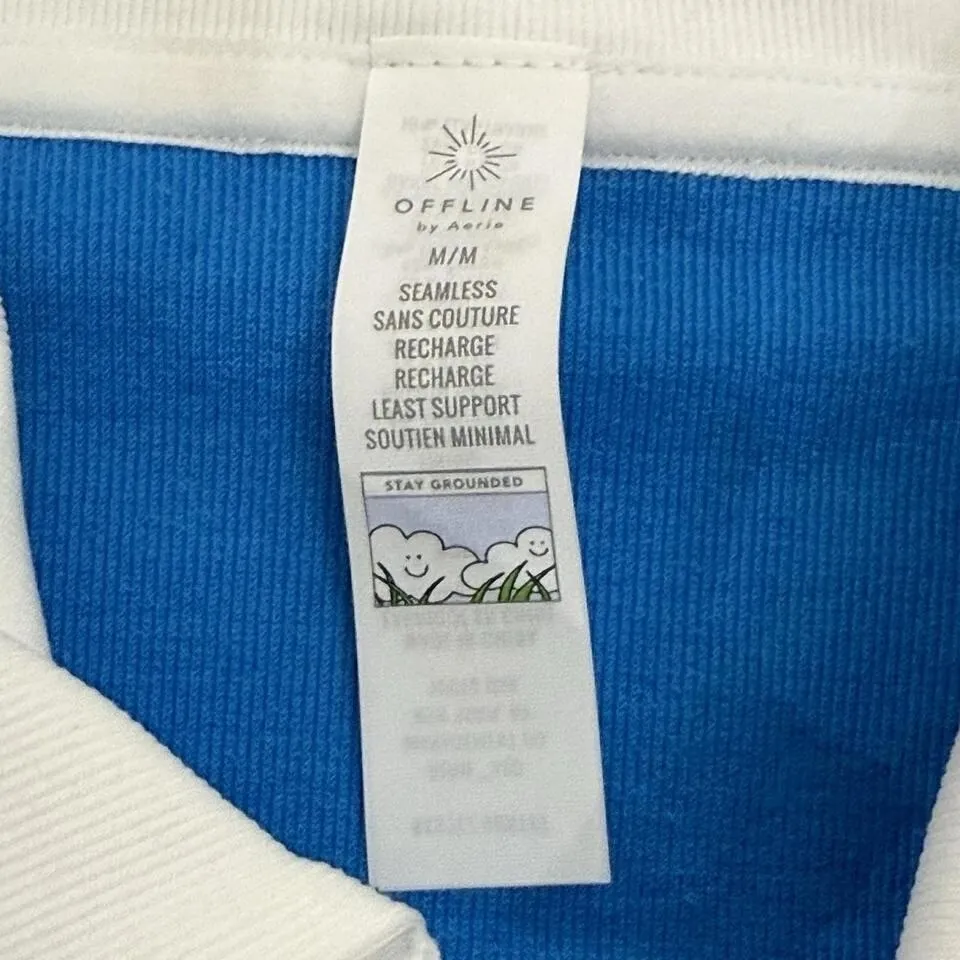 Offline by Aerie Terry‎ Cloth Crop Polo Sleeveless Blue built in bra tank Medium - Image 4