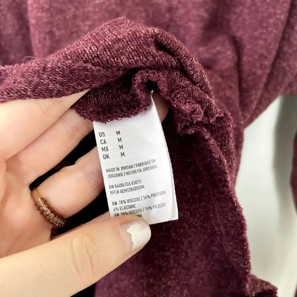 American Eagle soft and sexy purple maroon sweater rough hem casual top size M - Image 5