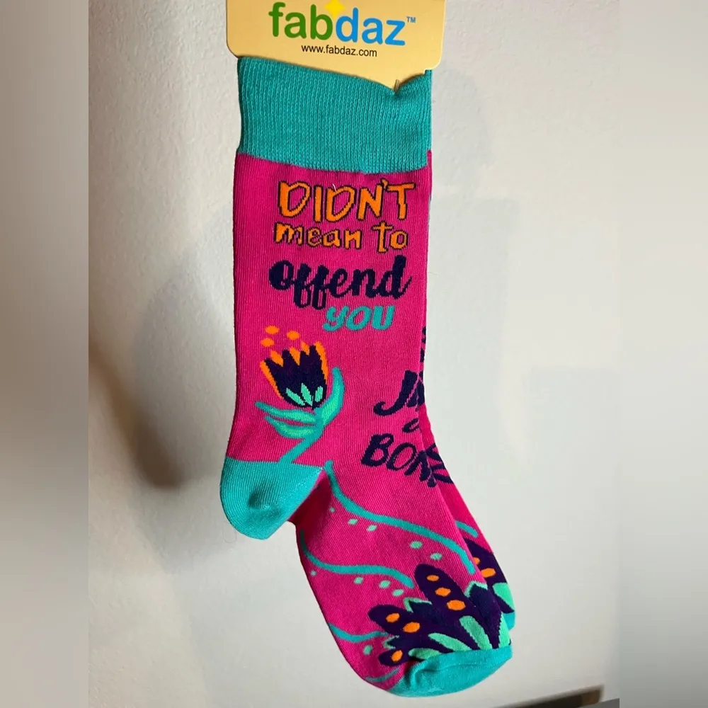 Fabdaz NIP ‘Didn’t Mean To Offend You It’s Just A Bonus!’ Humor Punny Socks 5 - Image 8