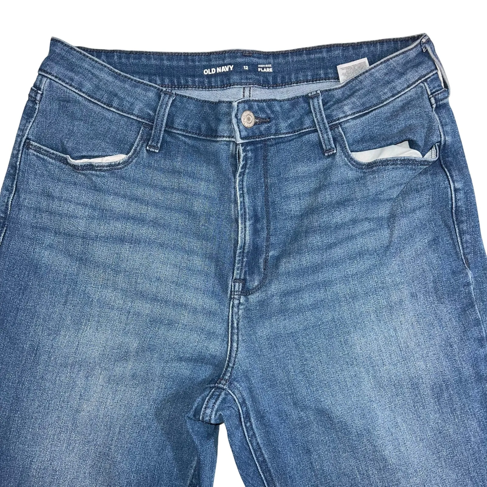 Old Navy Womens High Rise Flare Leg Denim Blue Jeans Dark Wash Size 12 - Image 2