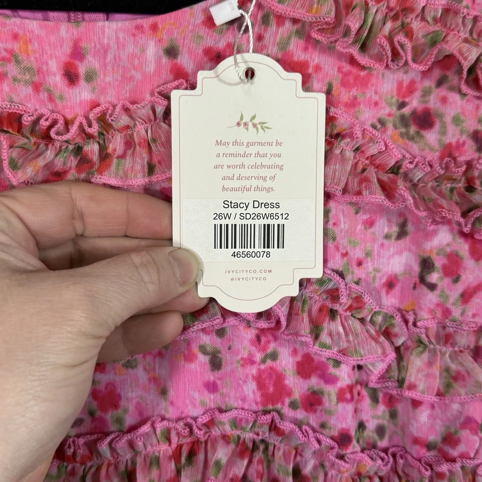 NEW Plus Size Ivy City Co Pink Floral Tiered Stacy Dress Size 16W Romantic - Image 4