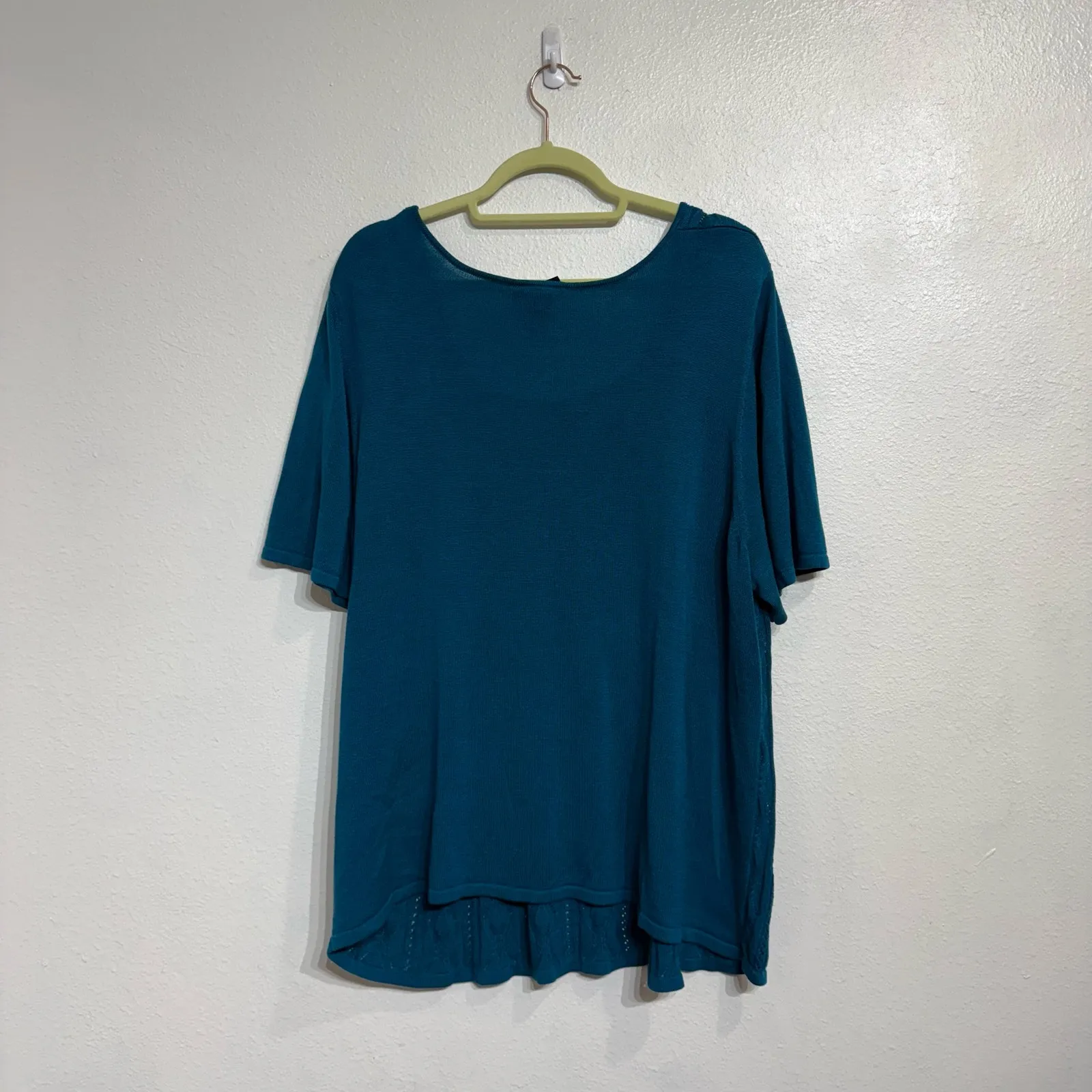Maggie Barnes Essentials Teal Short Sleeve Sweater Sz 2X - Image 8