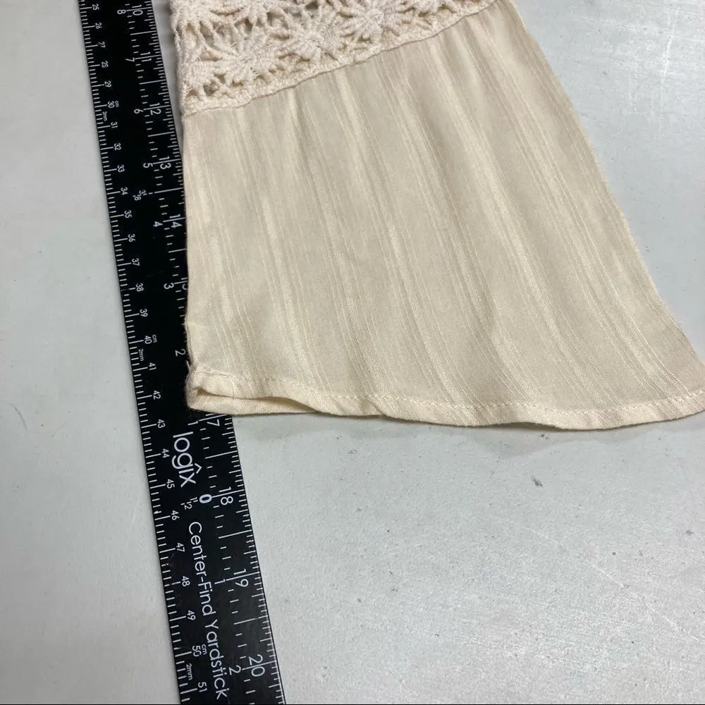  ALTAR’D STATE,Women’s Ivory,Crochet Lace,Long Sleeve,Small Top, asymmetrical hem - Image 5