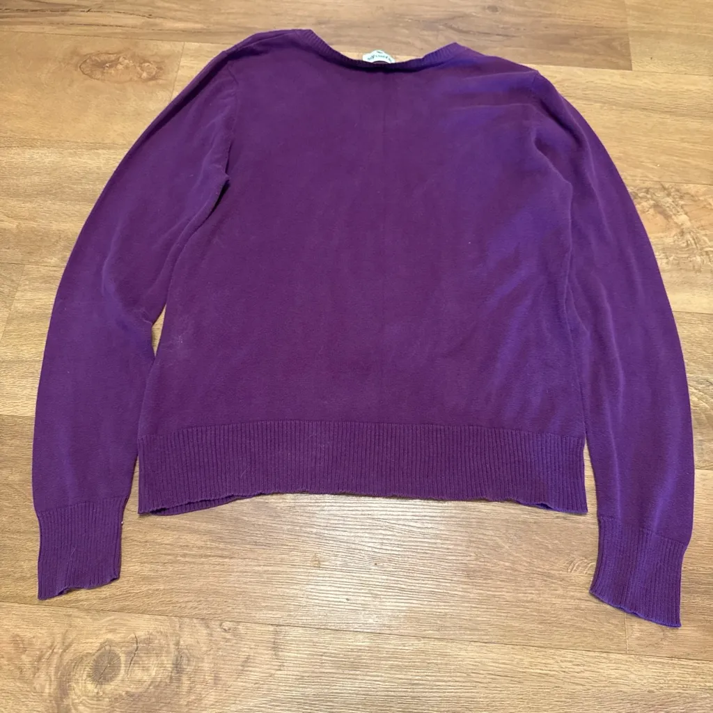 Size Medium St. John's Bay Dark Purple Gray Argyle V-Neck Winter Sweater GUC - Image 6