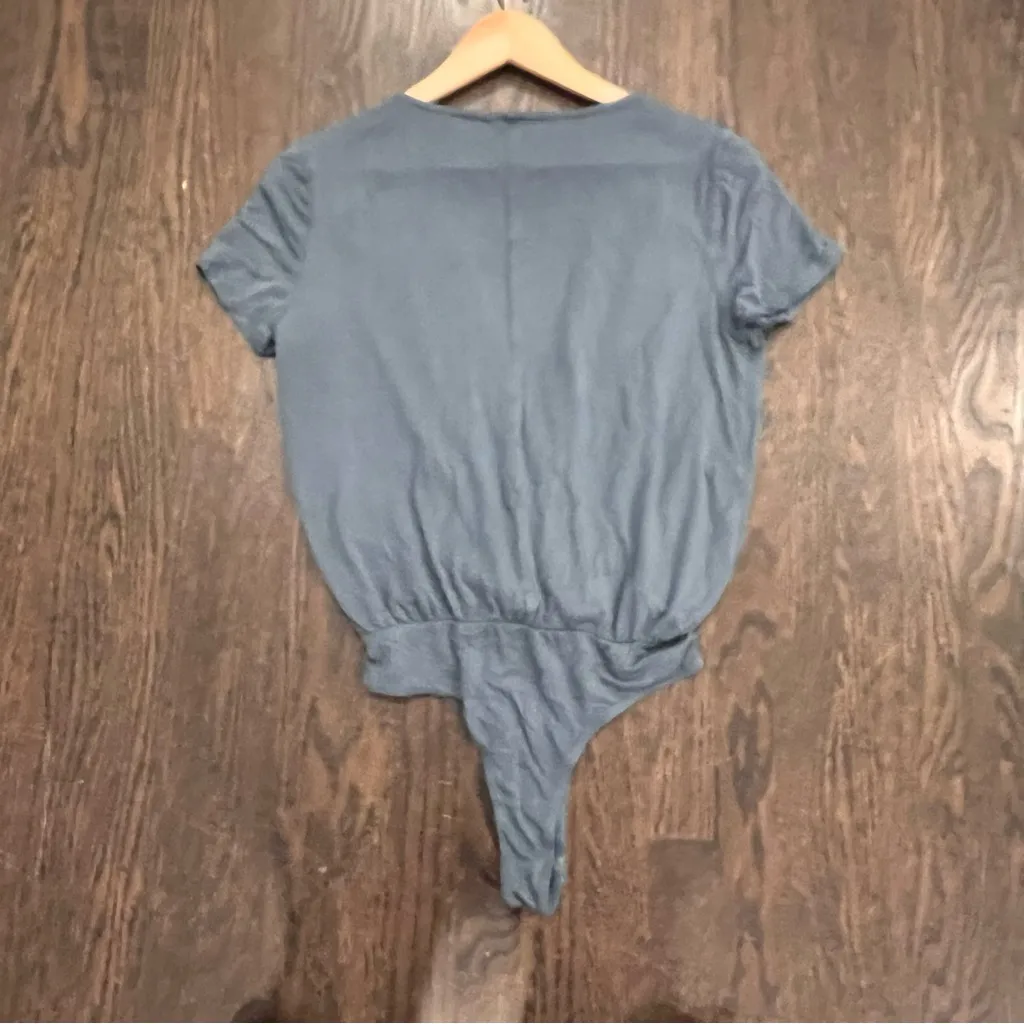 Lulus  Dusty Teal Wrap Bodysuit Size Small - Image 8