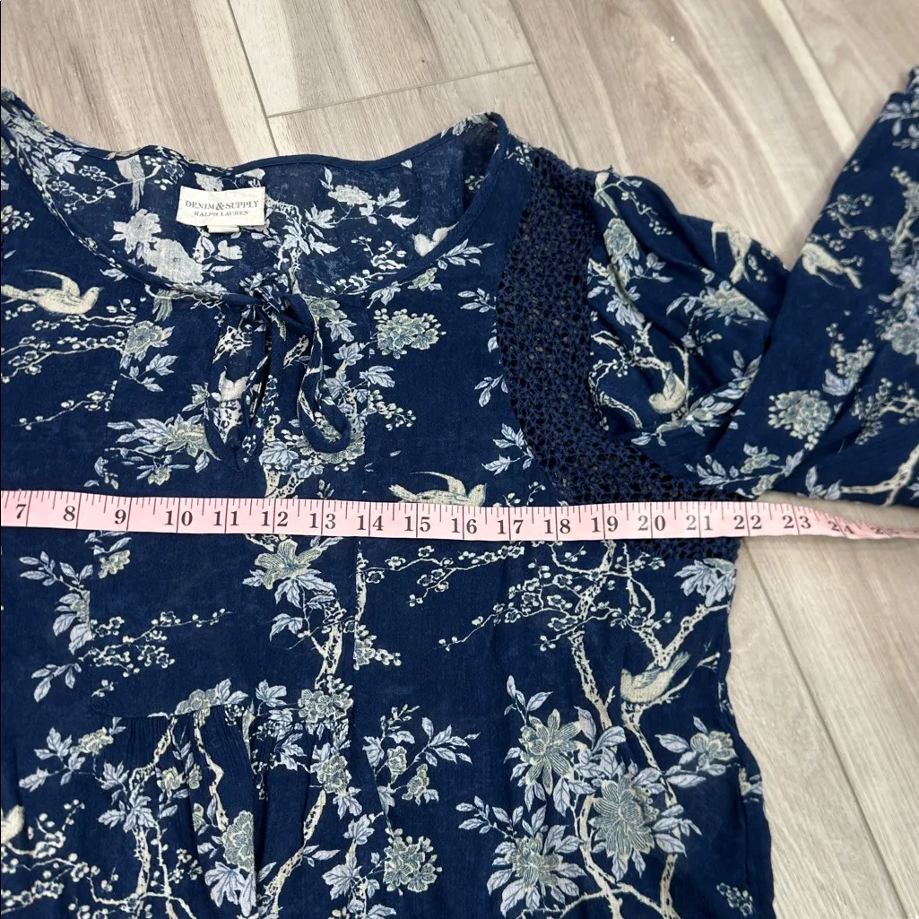 Ralph Lauren Denim & Supply bohemian floral flutter sleeve blouse size small - Image 7