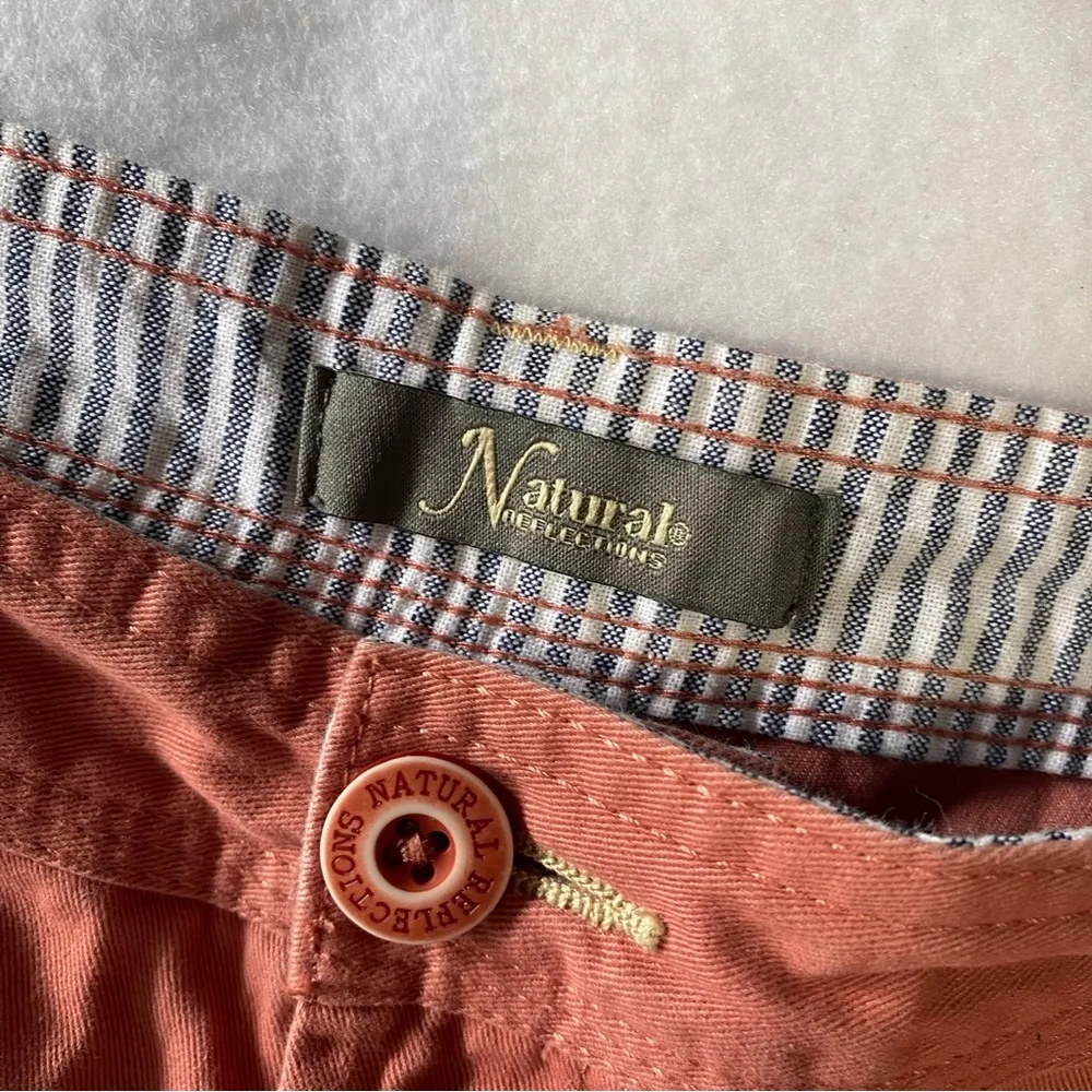 Natural Reflections plus size twill cotton shorts coral Terracotta mid rise - Image 2