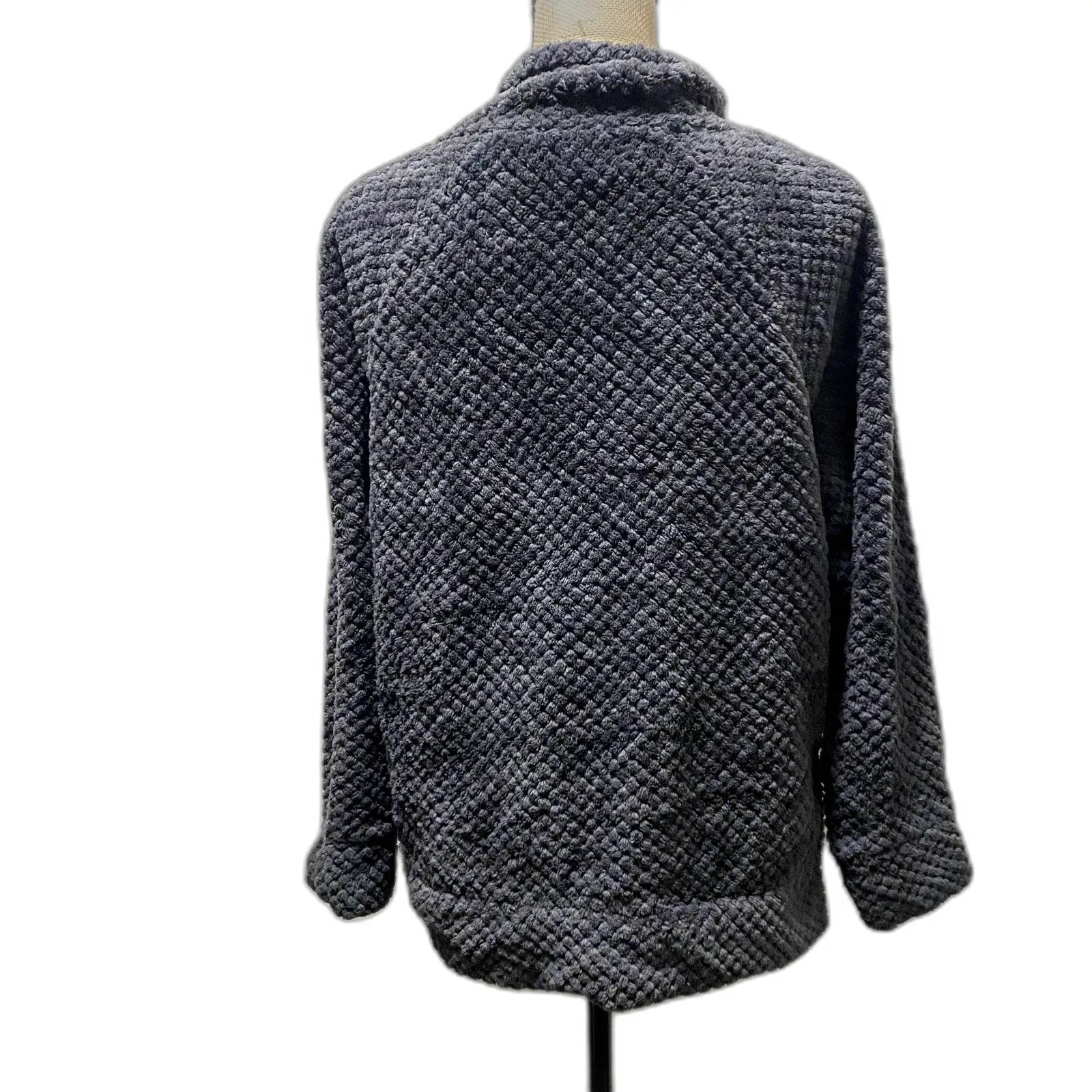 Member's Mark‎ Plush Pullover Cowl Neck Sweatshirt Charcoal Gray Size Small - Image 2